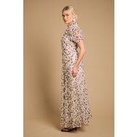 Oasis Women's Printed Textured Maxi Dress in Ivory | Size: 10