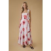 Oasis Women's Square Neck Cotton Occasion Maxi Dress in Ivory | Size: 10