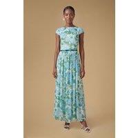 Oasis Women's Cap Sleeve Hydrangea Mesh Maxi Dress | Size: 16