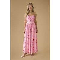 Oasis Women's Wildflower Mesh Bandeau Maxi Dress in Pink | Size: 14