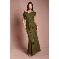 Coast Women's Contour Collective Wrap Front Stretch Jersey Maxi Dress in Khaki | Size: 12