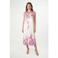 Wallis Women's Petite Floral Satin Scarf Midi Dress in Blush | Size: 14