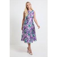 Wallis Women's Petite Floral Burnout Sleeveless Midi Dress in Lilac | Size: 12