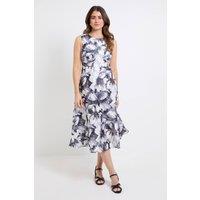 Wallis Women's Floral Burnout Sleeveless Midi Dress in Navy | Size: 16
