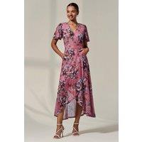 Jolie Moi Women's Mesh Frill Hem Maxi Dress in Pink | Size: 12