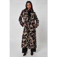 Urban Bliss Women's Leopard Formal Coat in Brown | Size: 14