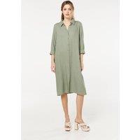Liquorish Women's Khaki Linen Blend Midi Dress | Size: S/M