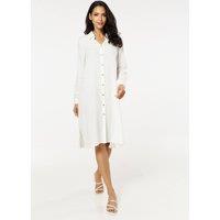 Liquorish Women's White Linen Blend Midi Dress | Size: S/M
