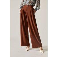 James Lakeland Women's Rust Wide Leg Suit Trousers in Brown | Size: 14