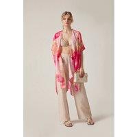 James Lakeland Women's Pink Peony Print Kaftan
