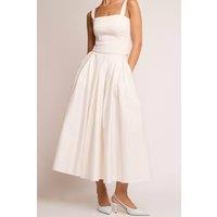 Jaded Rose Women's Daisy White Box Pleat Cotton Maxi Skater Skirt | Size: 8