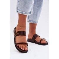 Love Lace Women's Flat Flip Flops for Everyday Casual Comfort Slip On Footwear in Brown | Size: 5.5
