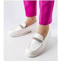 Love Lace Women's Zircon Embellished Slip On Summer Moccasins Shoes in White | Size: 4.5
