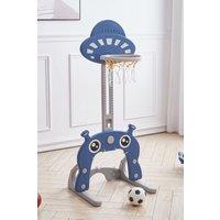 Living and Home 2-in-1 Adjustable Toddler Basketball Hoop with Football Goal Set in Blue