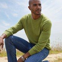 Lands' End Men's Crew Neck Cashmere Jumper in Olive | Size: 2XL