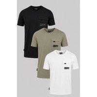 Firetrap Men's 3 Pack Regular Fit Cotton Pocket Tees | Size: Medium