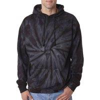 Colortone Men's Rainbow Tie Dye Pullover Hoodie in Jet Black | Size: Small