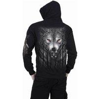 Spiral Direct Men's Forest Wolf Back Print Full Zip Hoodie in Black | Size: XL