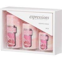 H&O Direct Pink 3Pcs Rose Scented Candle Set