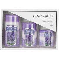 H&O Direct 3Pcs Lavender Scented Candle Set in Purple