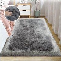 Living and Home 60x120cm Grey Plush Faux Wool Rectangular Area Rugs Window Sill & Sofa Cushion | Size: 60 cm x 120 cm