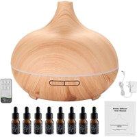 Living and Home Wood Grain Ultrasonic Essential Oil Diffuser in Natural