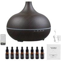 Living and Home Wood Grain Ultrasonic Essential Oil Diffuser in Dark Brown