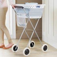 Clarsen Foldable Laundry Trolley, Steel Frame with Foam Grip Handle in Silver