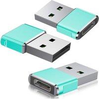 ATEK 3Pcs USB C to USB Adaptor USB C Female to USB Male Adapter Type C iPad in Green