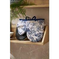 Ulster Weavers 'Willow Toile' Trees Print Pair of Micro Mitts in Blue