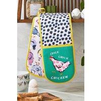 Ulster Weavers 'Chick Chicken' Chicken Print 100% Cotton Double Oven Glove in Yellow