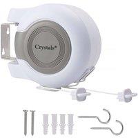 Crystals 30M Retractable Reel Clothes Lines Washing Line with Twin Cable Wall in White | Size: Small