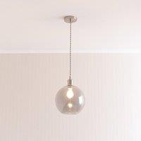 ValueLights Bellamy Smoked Glass Globe Brushed Chrome Single Ceiling Pendant Light in Grey