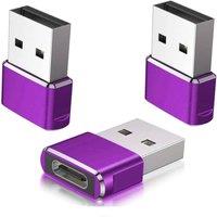 ATEK 3Pcs USB C to USB Adaptor USB C Female to USB Male Adapter Type C iPad in Purple