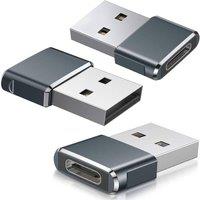 ATEK 3Pcs USB C to USB Adaptor USB C Female to USB Male Adapter Type C iPad in Grey