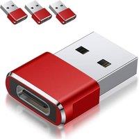 ATEK 3Pcs USB C to USB Adaptor USB C Female to USB Male Adapter Type C iPad in Red