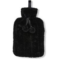 Ribbon Classic Faux Fur Hot Water Bottle Cover in Black
