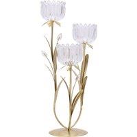Hestia 3 Stem Candle Holder With Clear Glass On Gold Base