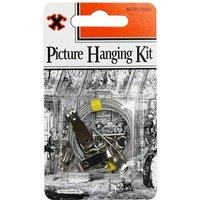 X Picture Hanging Kit Nickel Plated 4 Hooks 3m Wire Blister Pack