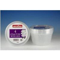 Caroline Round Plastic Tub with Lid 455ml 16oz 4pk 1434