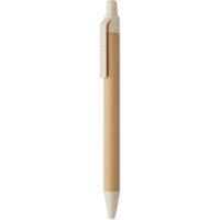 MidOcean Itea Colour Push Button Bamboo & Wheat Straw Ballpoint Pen in Beige