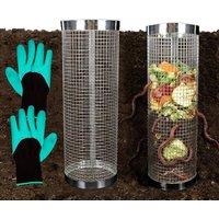 Quipulse Round Stainless Steel Underground Compost Bin in Silver