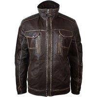 TruClothing Men's Toronto Jacket Washed Leather in Brown | Size: Medium