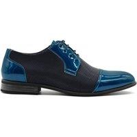 XPOSED Men's Stylish Two Tone Patent Leather Lace Up Derby Shoes in Blue | Size: 11