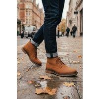 Thomas Blunt Men's Lace Up Ankle Boot with Cleated Sole in Tan | Size: 12