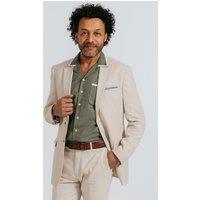Dobell Men's Oatmeal Cotton/Linen Blend 2 Piece Suit in Beige | Size: 46R
