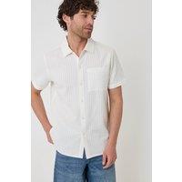 threadbare Men's Textured Cotton Short Sleeve Shirt in Natural | Size: Medium