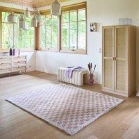 sweeek Old Pink & Cream Checkerboard Interior Rug in Beige | Size: 80 cm x 150 cm