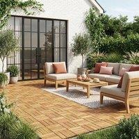 sweeek Set Of 30x30cm Wooden Patio Tiles Square Pattern in Light Brown | Size: 30x30 cm