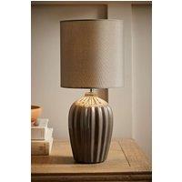 ValueLights Carbone Grey Fluted Table Lamp